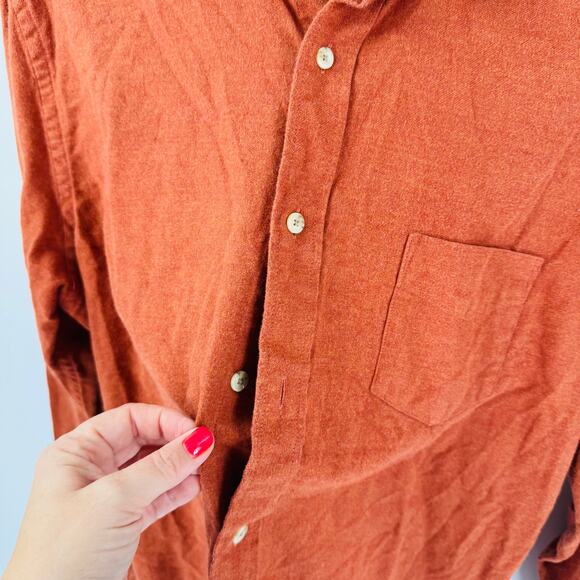 UNTUCKit Men’s Slim Fit Orange Brushed Flannel Button Down Shirt Large - Picture 7 of 8